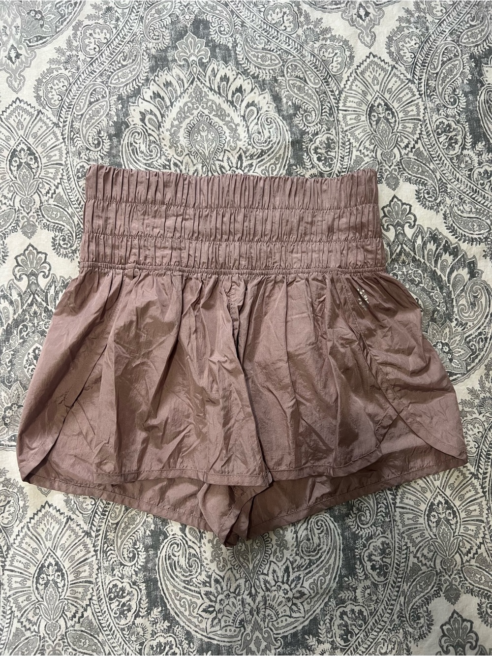 287 - FP Movement by Free People Mauve Smocked-Waist Athletic Shorts